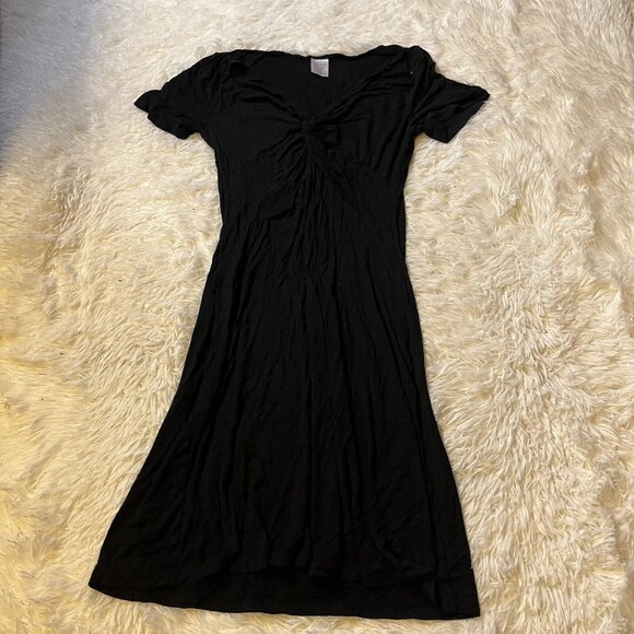 Unbranded Dresses & Skirts - Womens Black Maxi Dress Medium Spandex Tie Accent Stretch Short Sleeve